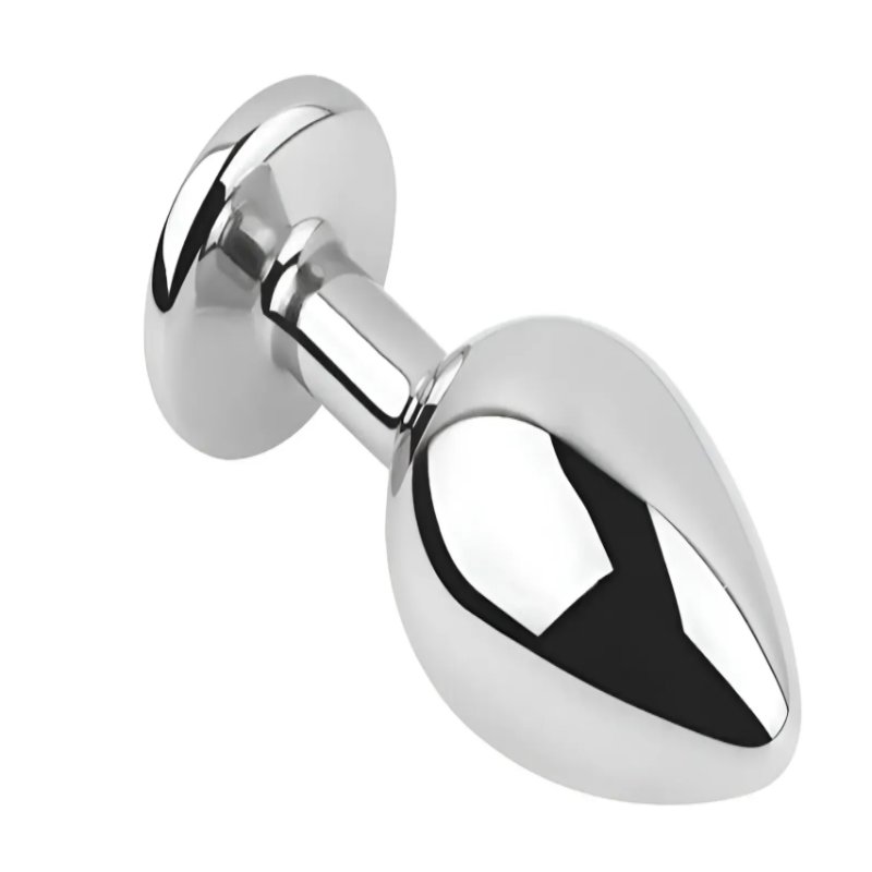 Анальная пробка с кристаллом EGZO - Silver Round Plug Aqua size M