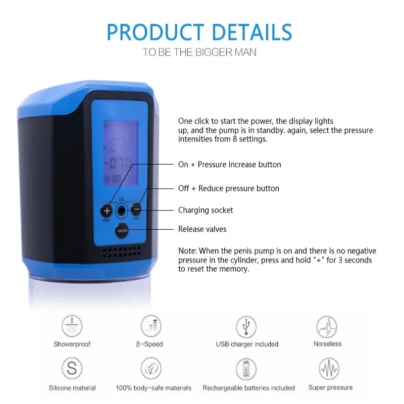 Вакуумная помпа для мужчин CANWIN Passion Pump P648AU, автоматическая, LCD