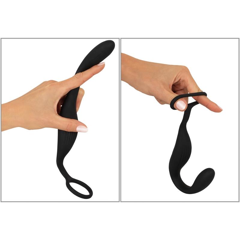 Вибратор простаты с эрекционным кольцом Cock ring with RC butt plug
