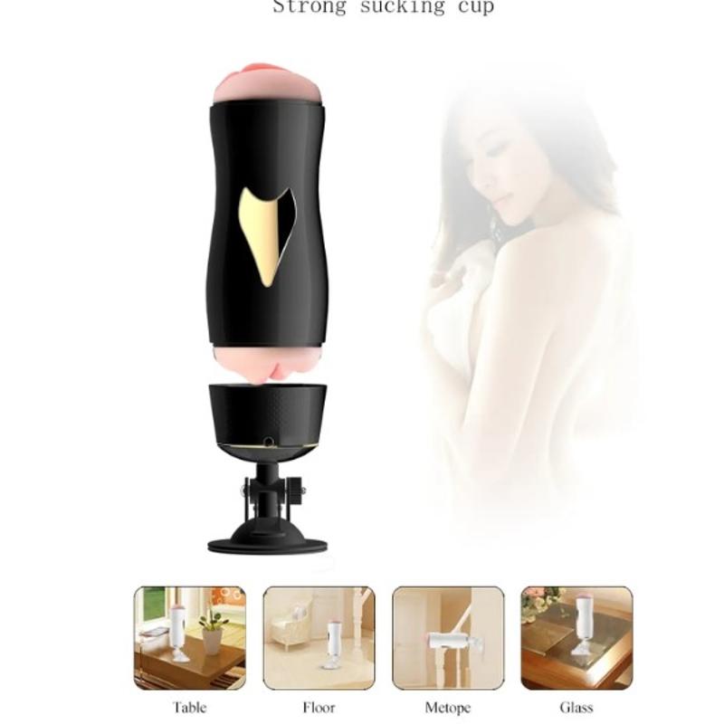 Мастурбатор с двумя входами на присоске Boss Series: Vibrating Masturbation Cup Black