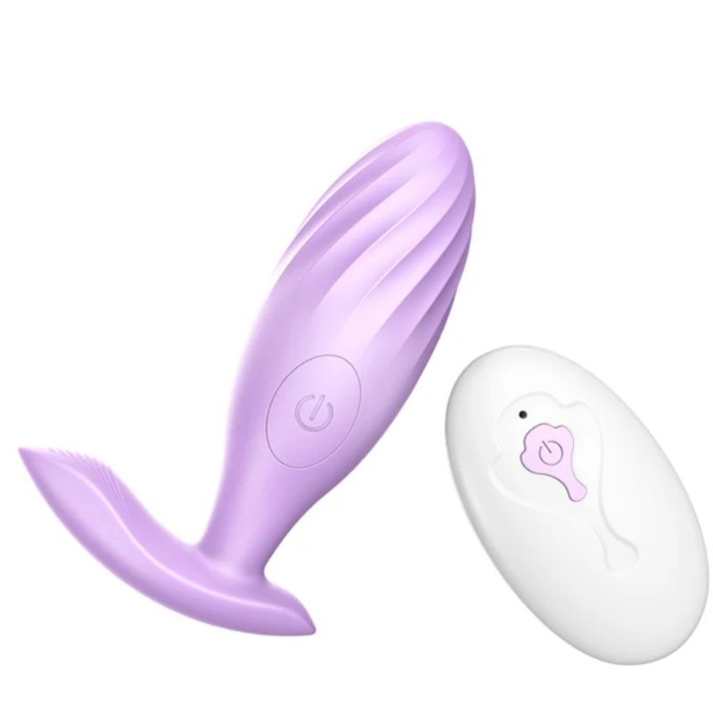 Анальная пробка с вибрацией «ButBut anal plug», с пультом дистанционного управления, 10 режимов вибрации, цвет лиловый - зображення 1