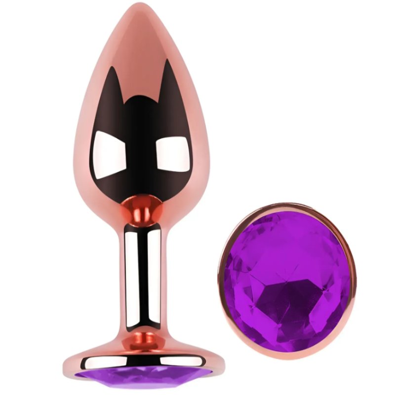 Анальная пробка с кристаллом EGZO - Rose Gold Round Plug Purple size S