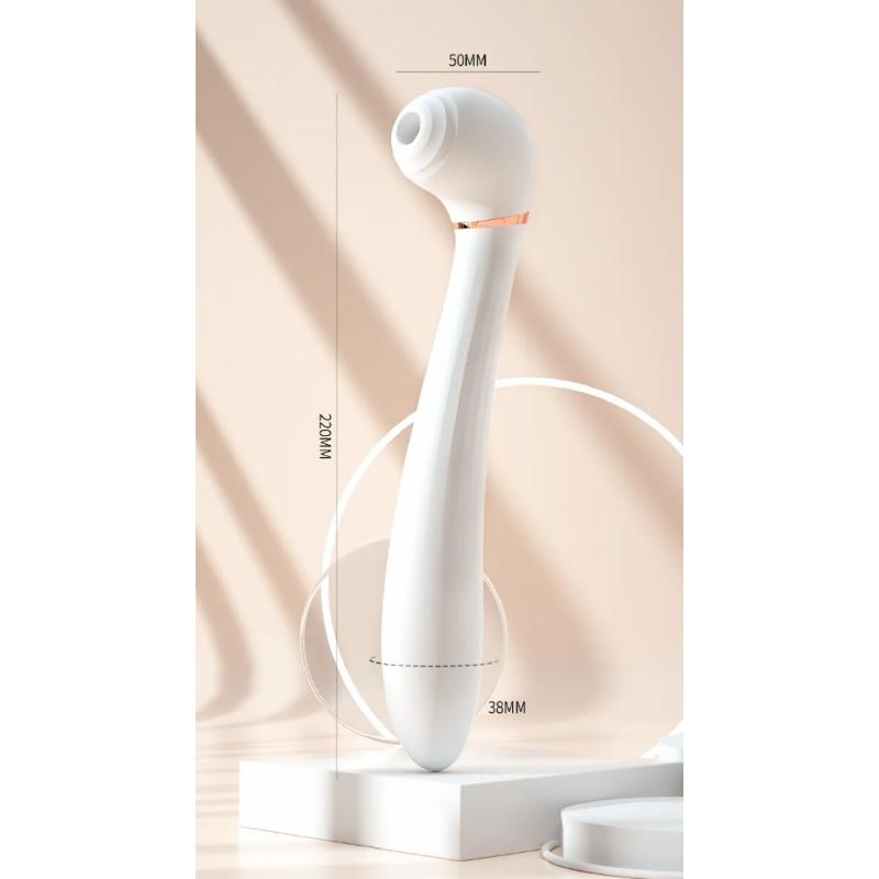 Вибромассажёр вакуум и вибрация "Desirable wand", 10 режимов цвет белый