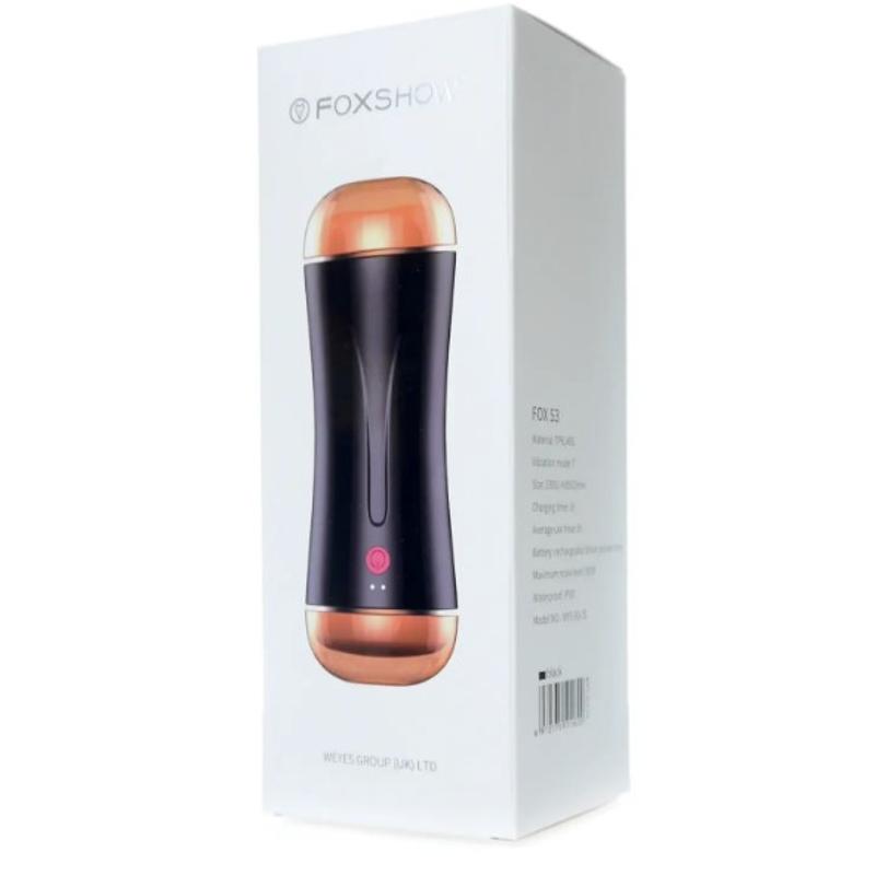 Мастурбатор с двумя входами FOXSHOW Vibrating Masturbation Cup USB 10 function + Interactive Function Black