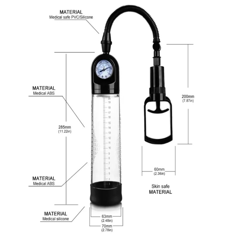 Вакуумная помпа с манометром CANWIN Penis Pump Men Powerup - P928