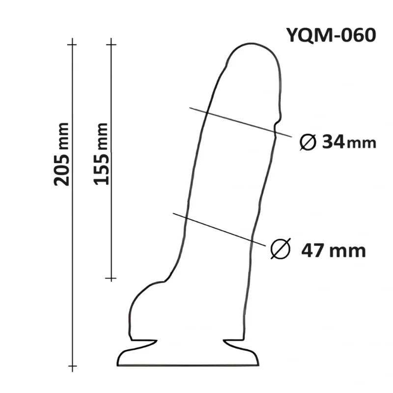 Фаллоимитатор OYO YQM-060 реалистичный силиконовый с присоской, 20,5 см, диаметр до 4,7 см