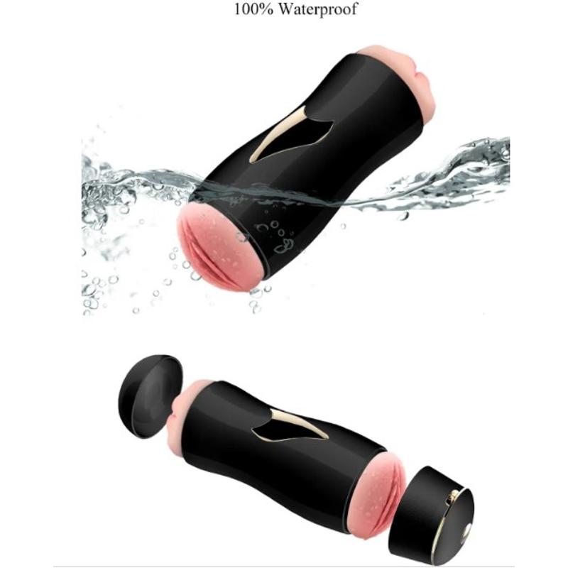 Мастурбатор с двумя входами на присоске Boss Series: Vibrating Masturbation Cup Black