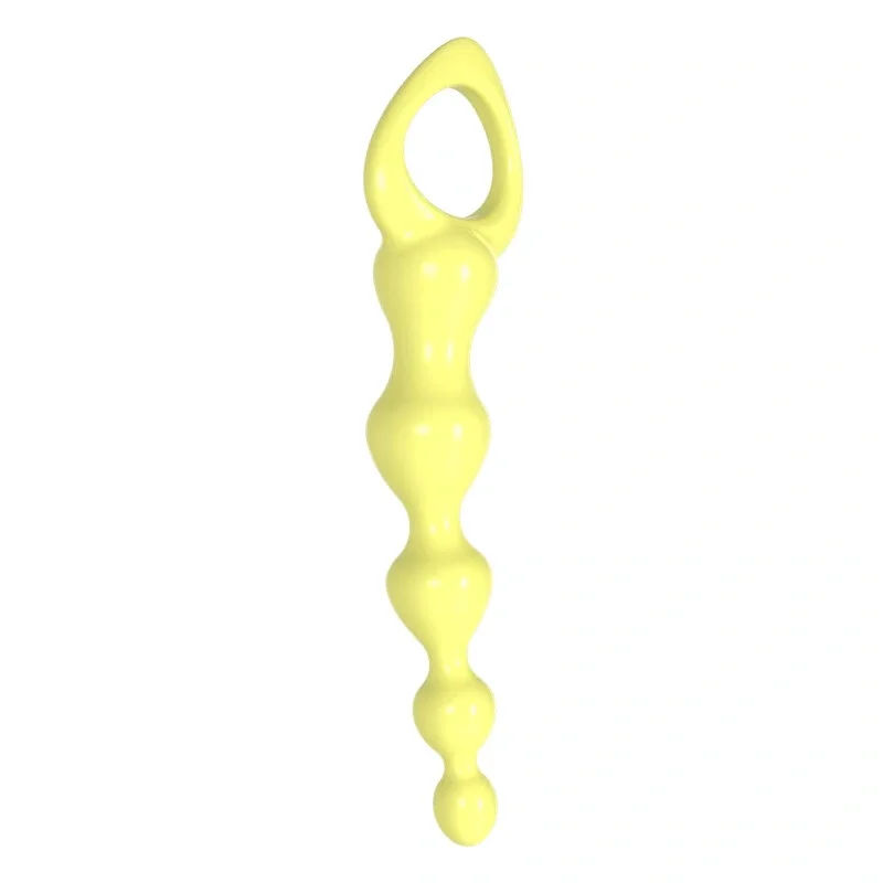 Анальные шарики MELEON Advanced Anal Beads 2, желтая цепочка из TPE с петлей-ручкой