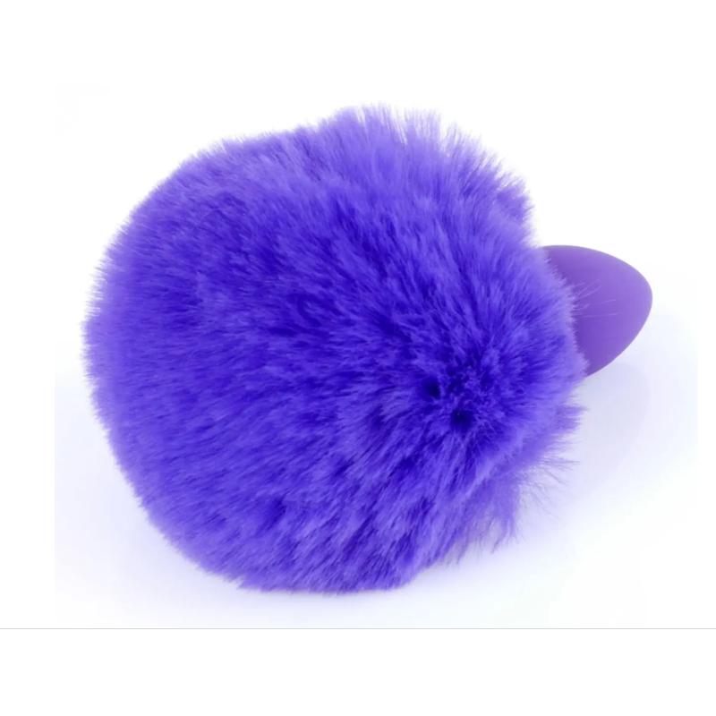 Анальная пробка ( размер S ) с хвостом Boss Series - Silicon PLUG Bunny Tail Purple