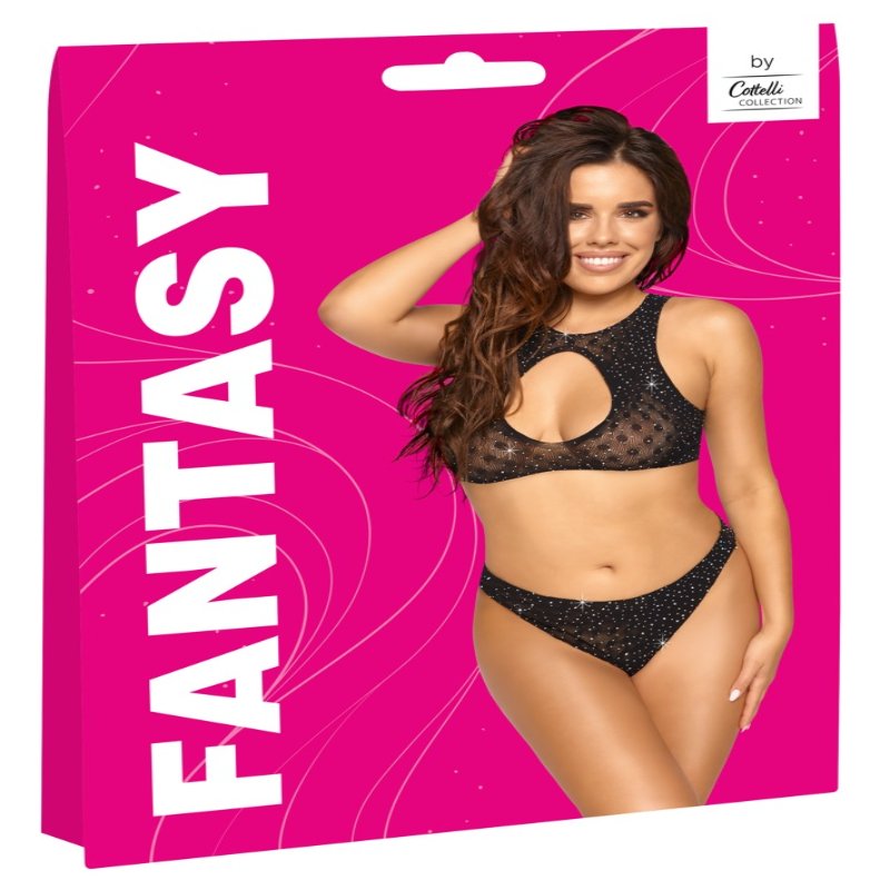 Полупрозрачный сет лиф-трусики усыпан стразами от Cottelli FANTASY S/L