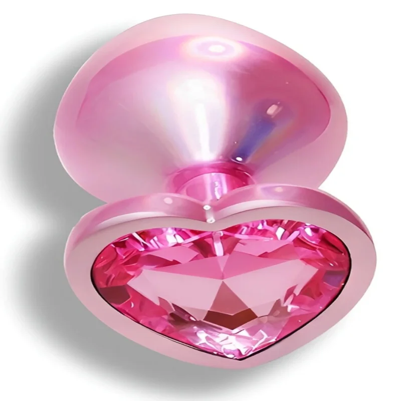 Анальная пробка EGZO Pink Perl Heart Plug S розовая металлическая с кристаллом
