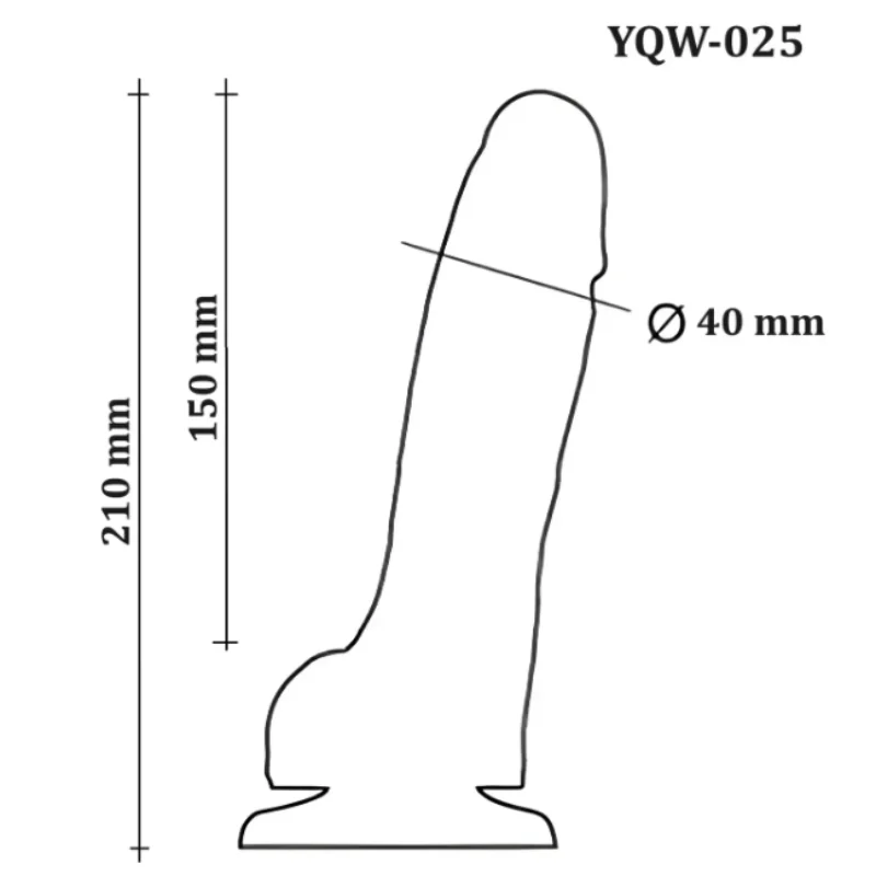 Большой фаллоимитатор с мошонкой на присоске OYO - Dildo Double Layer Silicone YQW-025 (длина 21 см, диаметр 4 см)