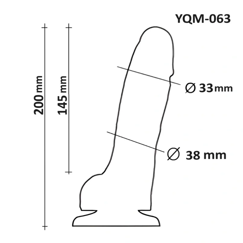 Фаллоимитатор OYO YQM-063 анатомический силиконовый, гибкий, с присоской, 20 см