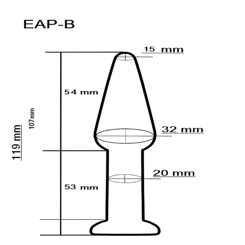 Анальная пробка EGZO EAP-B из стекла, прозрачная, 11,9 см, диаметр 3,2 см