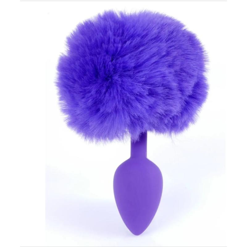 Анальная пробка ( размер S ) с хвостом Boss Series - Silicon PLUG Bunny Tail Purple
