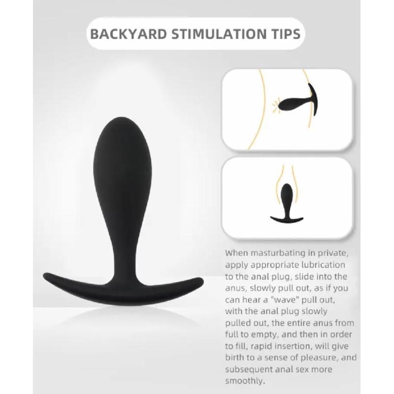 Силиконовая анальная втулка Black silicone, размер М