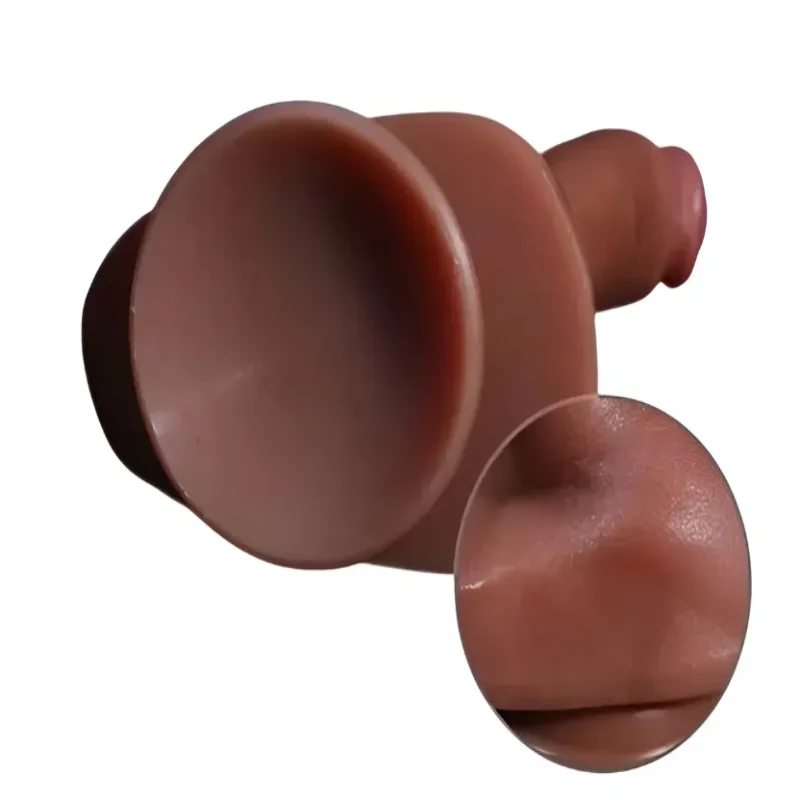 Большой фаллоимитатор с мошонкой на присоске OYO - Dildo Double Layer Silicone YQW-015 (длина 22 см, диаметр 5 см)