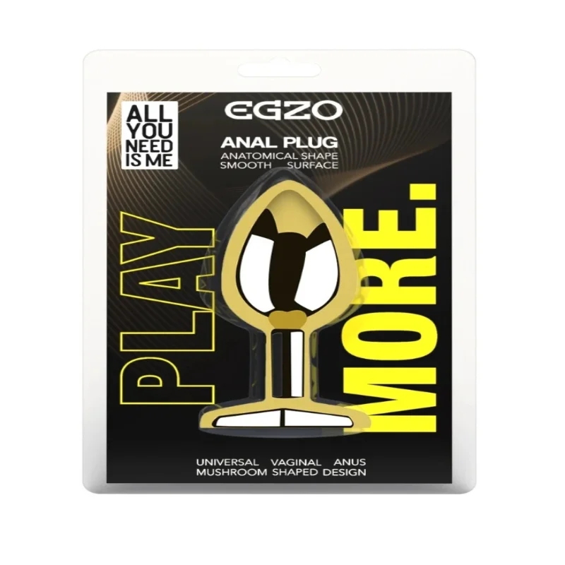 Анальная пробка EGZO Gold Heart Plug M с кристаллом и золотой металлической основой