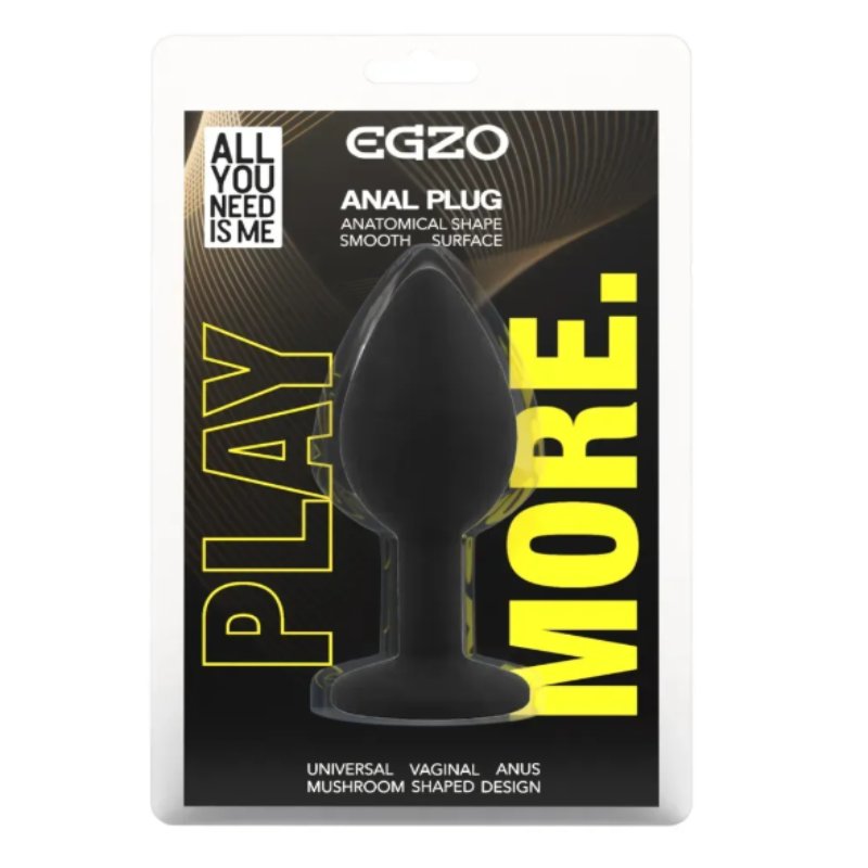 Силиконовая анальная пробка EGZO - Silicone Black Round Plug Red, size S