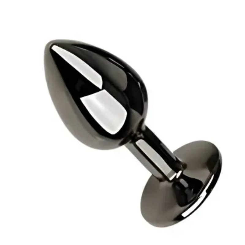 Анальная пробка с кристаллом EGZO - Dark Gray Round Plug Red, size S