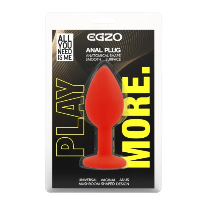 Силиконовая анальная пробка EGZO - Silicone Red Round Plug Rainbow, size S