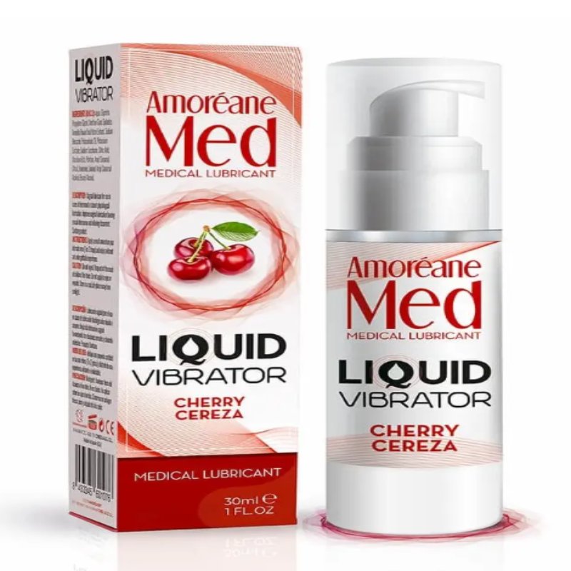 Стимулирующий лубрикант от Amoreane Med: Liquid vibrator - Cherry ( жидкий вибратор ), 30 ml - зображення 1
