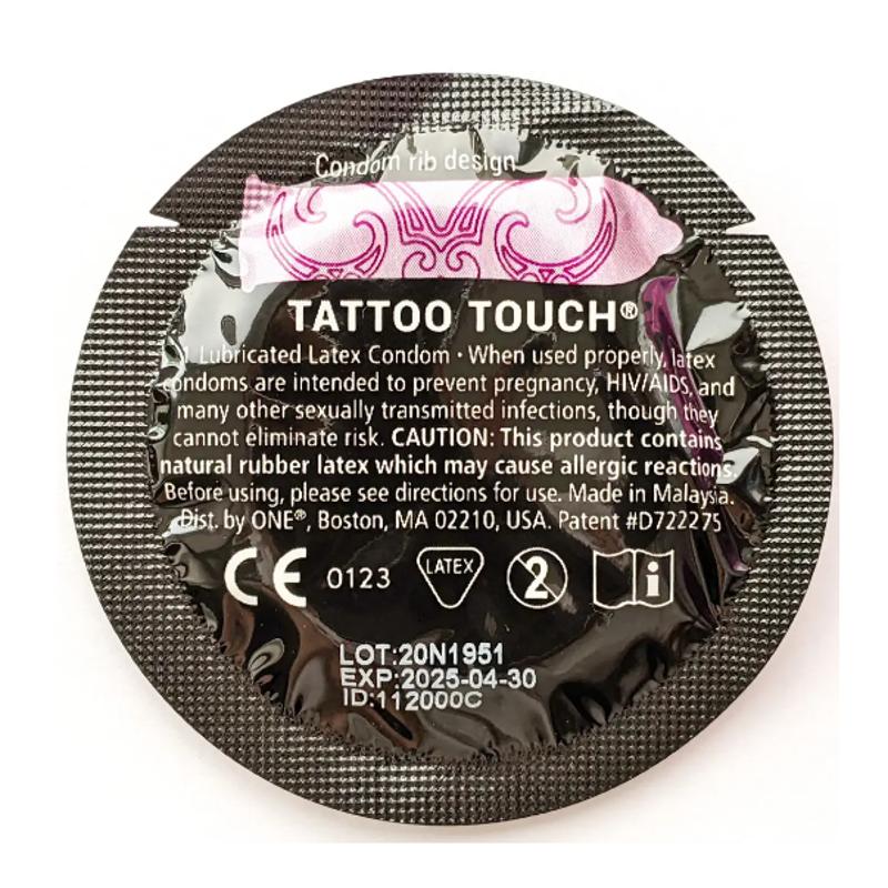 Презервативы ONE Tattoo  Touch (рельефный рисунок) (по1 шт)(упак. может отличаться цвет. и рисун.)