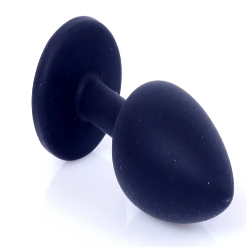 Анальная пробка черная с камнем Plug-Jewellery Black Silicon PLUG Medium- Pink Diamond