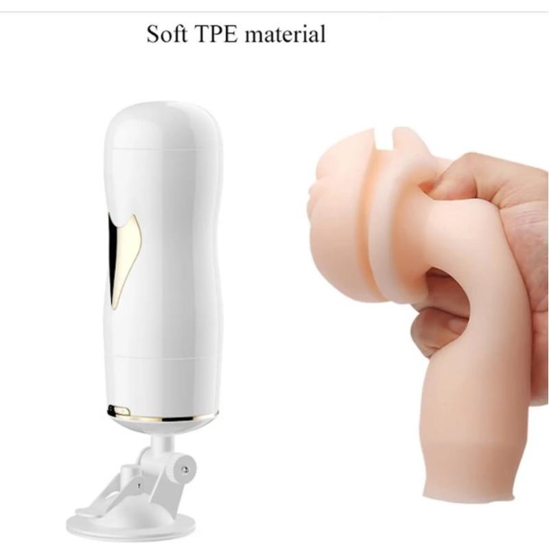 Мастурбатор с двумя входами на присоске Boss Series: Vibrating Masturbation Cup White