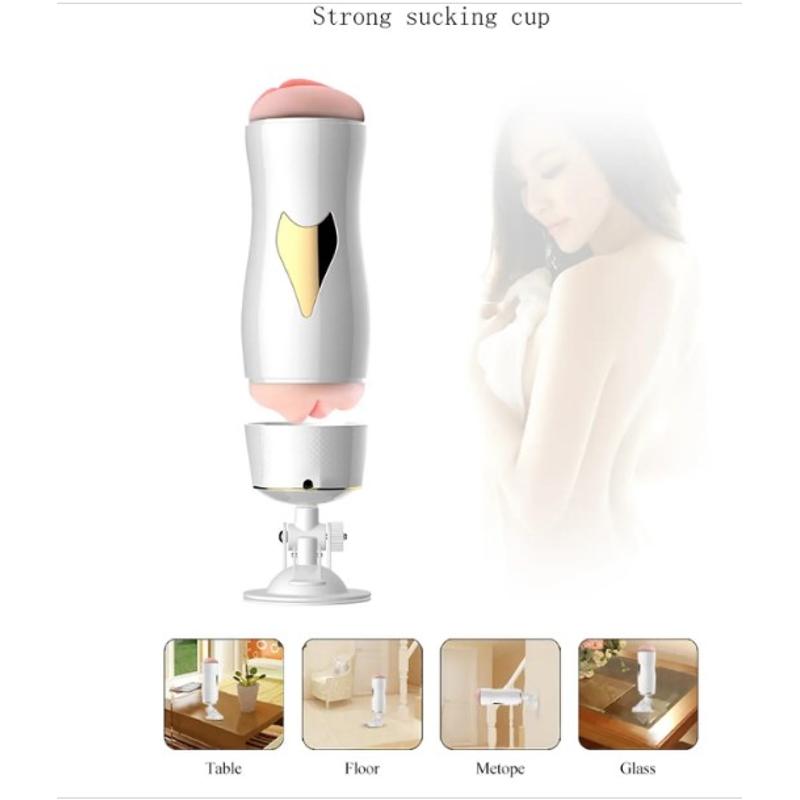 Мастурбатор с двумя входами на присоске Boss Series: Vibrating Masturbation Cup White