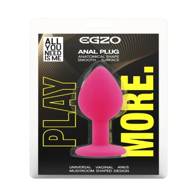 Анальная пробка EGZO Pink Heart Plug S из медицинского силикона, розовая, гладкая