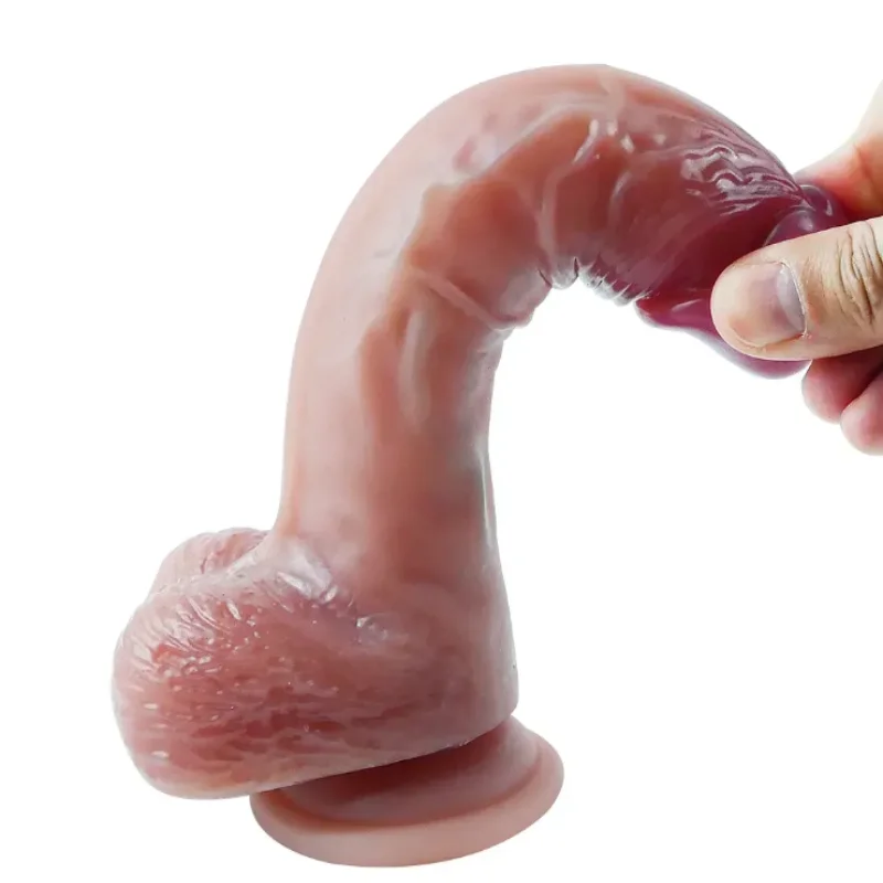 Большой фаллоимитатор с мошонкой на присоске OYO - Dildo Double Layer Silicone YQW-030 (длина 21.5 см, диаметр 3.8 см)