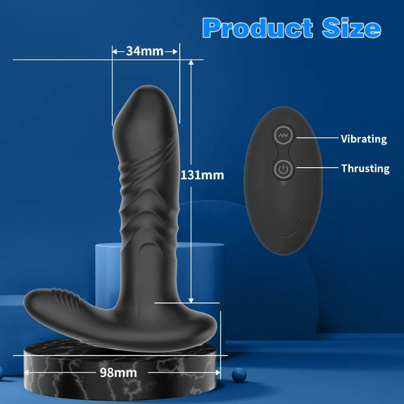 Анальный стимулятор "Thrusting", 10 режимов вибрации, цвет черный, дистанционное управление