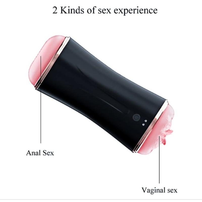 Мастурбатор с двумя входами FOXSHOW Vibrating Masturbation Cup USB 10 function + Interactive Function Black