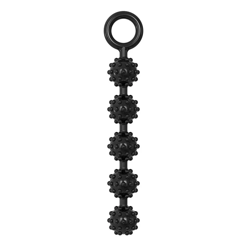 Анальные бусины MELEON Magic Anal Beads, текстурированные шарики с кольцом из TPE