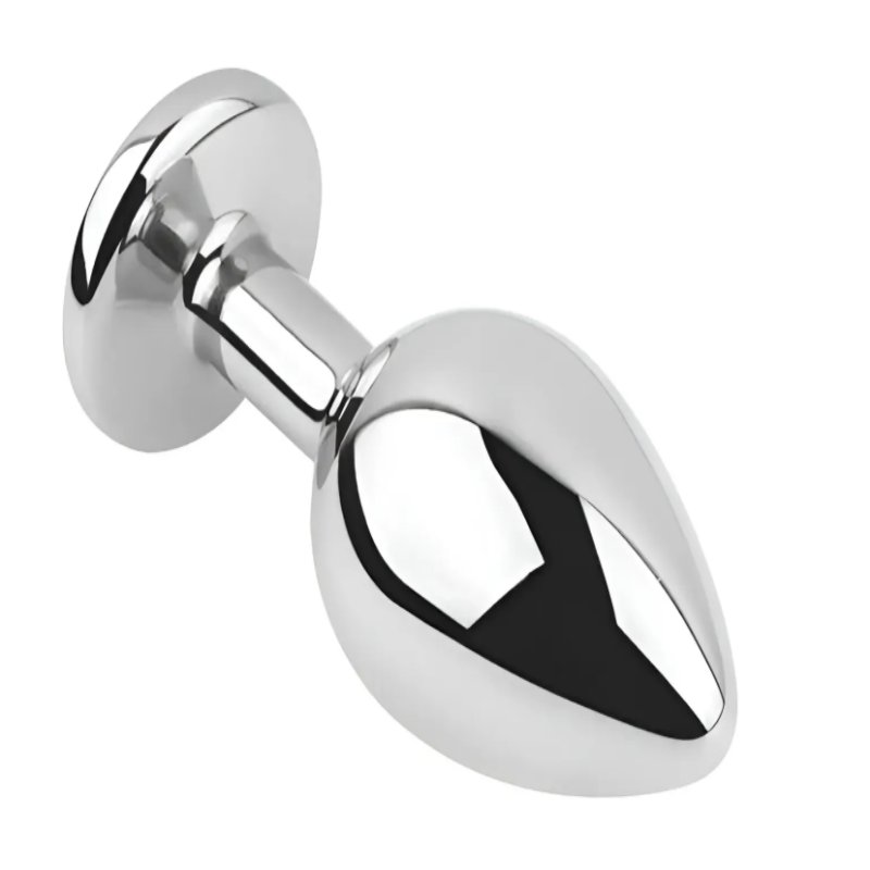 Анальная пробка с кристаллом EGZO - Silver Round Plug Purple size M