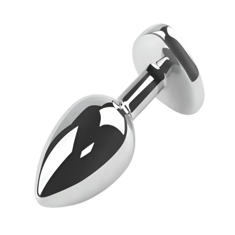 Анальная пробка с кристаллом EGZO - Silver Heart Plug Pink size M
