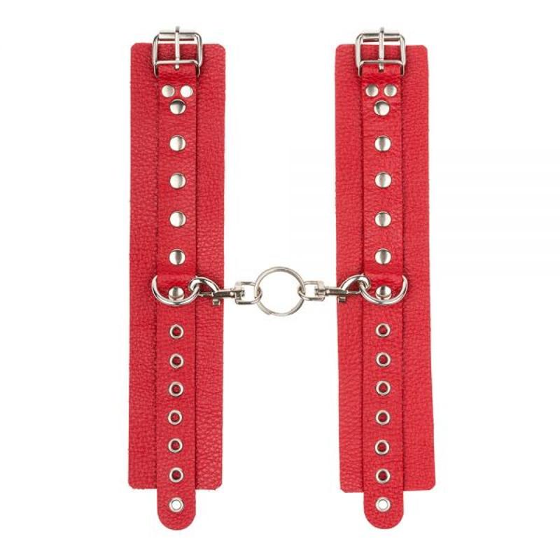 Наручники Leather Double Fix Hand Cuffs, Red