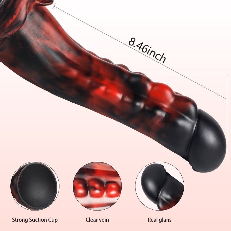 Фантазийный фаллоимитатор с агрессивным рельефом “Dark Red/Black”