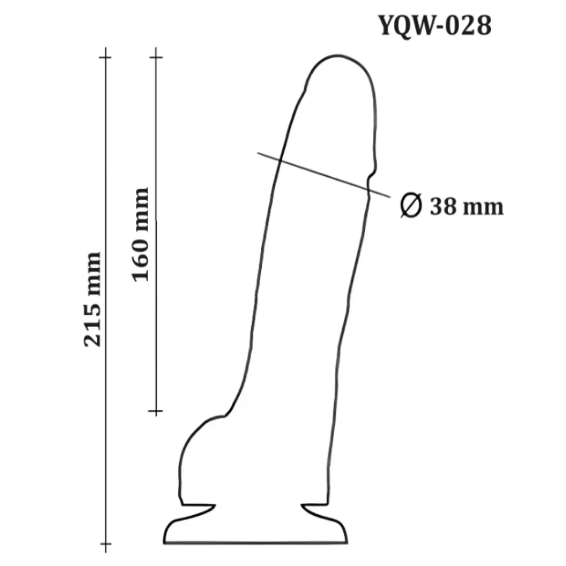 Большой фаллоимитатор с мошонкой на присоске OYO - Dildo Double Layer Silicone YQW-028 (длина 21.5 см, диаметр 3.8 см)