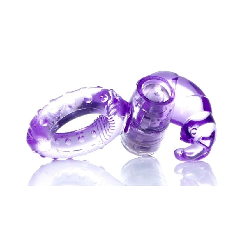 Эрекционное вибро кольцо BOSS Rabbit Vibro Cock Ring Purple