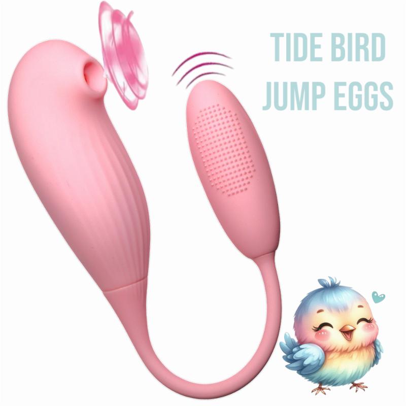 Вагинально- клиторальный вибратор "The Tide bird", вакуум, вибрация, цвет розовый