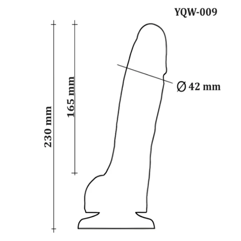 Большой фаллоимитатор с мошонкой на присоске OYO - Dildo Double Layer Silicone YQW-009 (длина 23 см, диаметр 4.2 см)