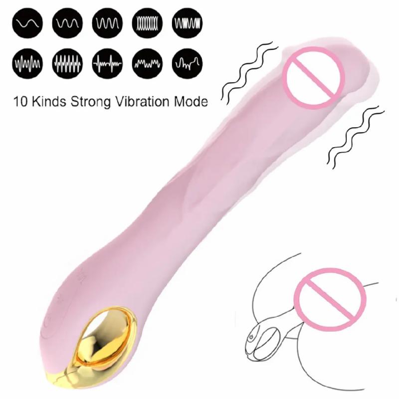 Вагинальный вибратор "Flexible stem", 10 режимов вибрации, пудровый
