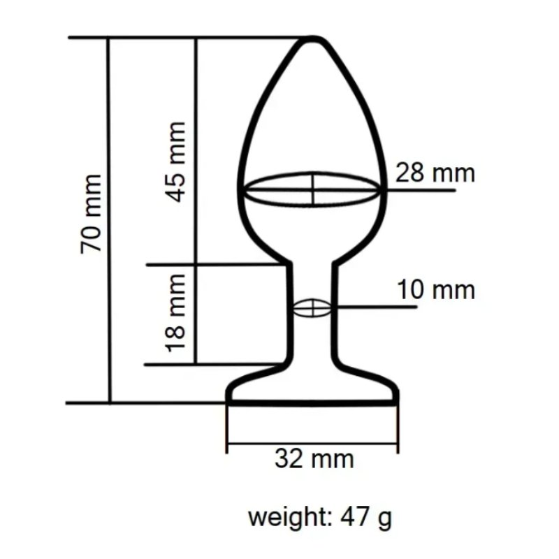 Анальная пробка с кристаллом EGZO - Dark Gray Round Plug Red, size S