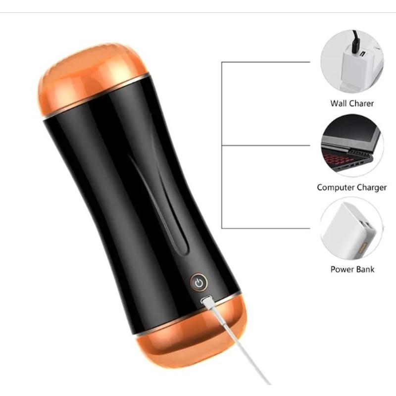 Мастурбатор с двумя входами и вибростимуляцией BOSS Vibrating Masturbation Cup USB 10 function + Interactive Function