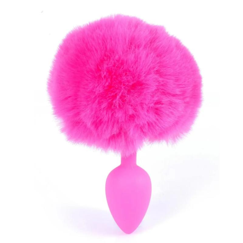 Анальная пробка ( размер S ) с хвостом Boss Series - Silicon PLUG Bunny Tail Pink