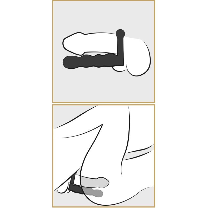 Насадка на член для двойного проникновения с виброкольцом Posable Partner Double Penetrator