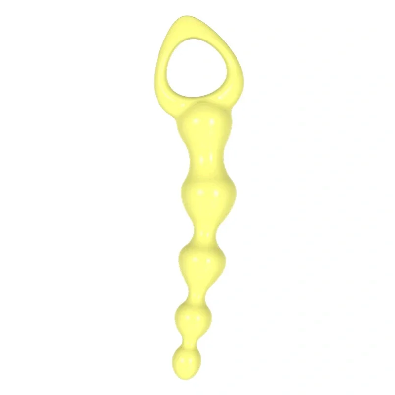 Анальные шарики MELEON Advanced Anal Beads 2, желтая цепочка из TPE с петлей-ручкой