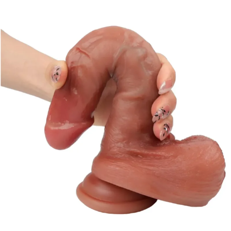 Большой фаллоимитатор с мошонкой на присоске OYO - Dildo Double Layer Silicone YQW-025 (длина 21 см, диаметр 4 см)